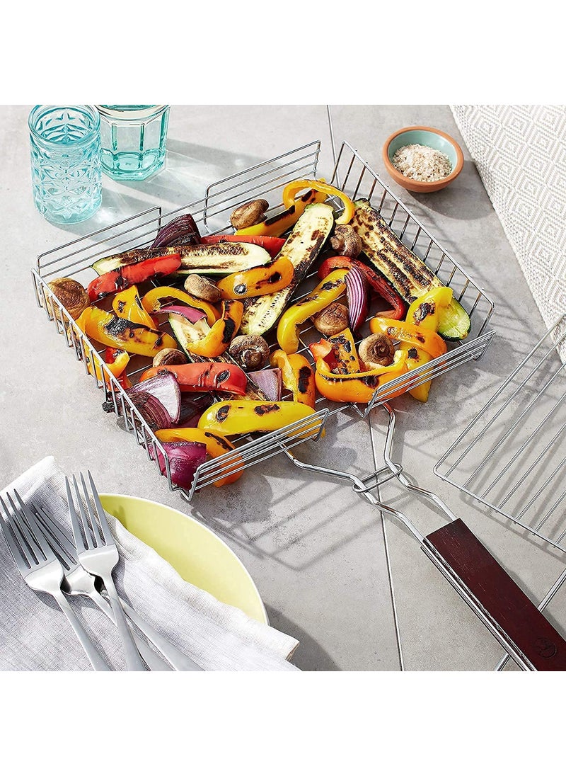 ONPRIX ONPRIX Portable Stainless Steel Rectangular Grilling Basketfor MeatSteak Shrimp Vegetables Chops Heavy Duty Grill Basket Outdoor Grill Accessories  - Image 5