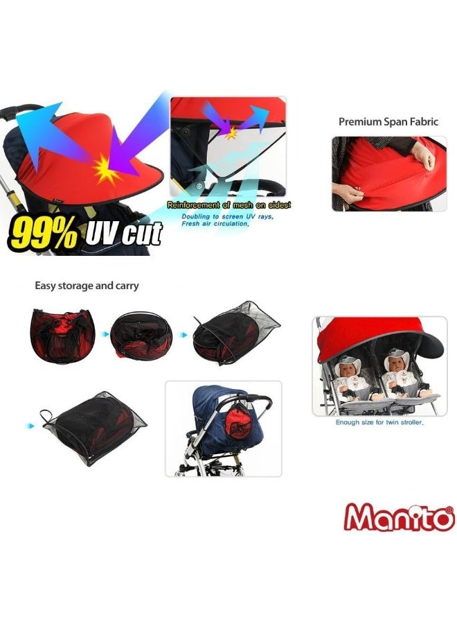 Manito Sun Shade for Twin Stroller (Black) - Image 4
