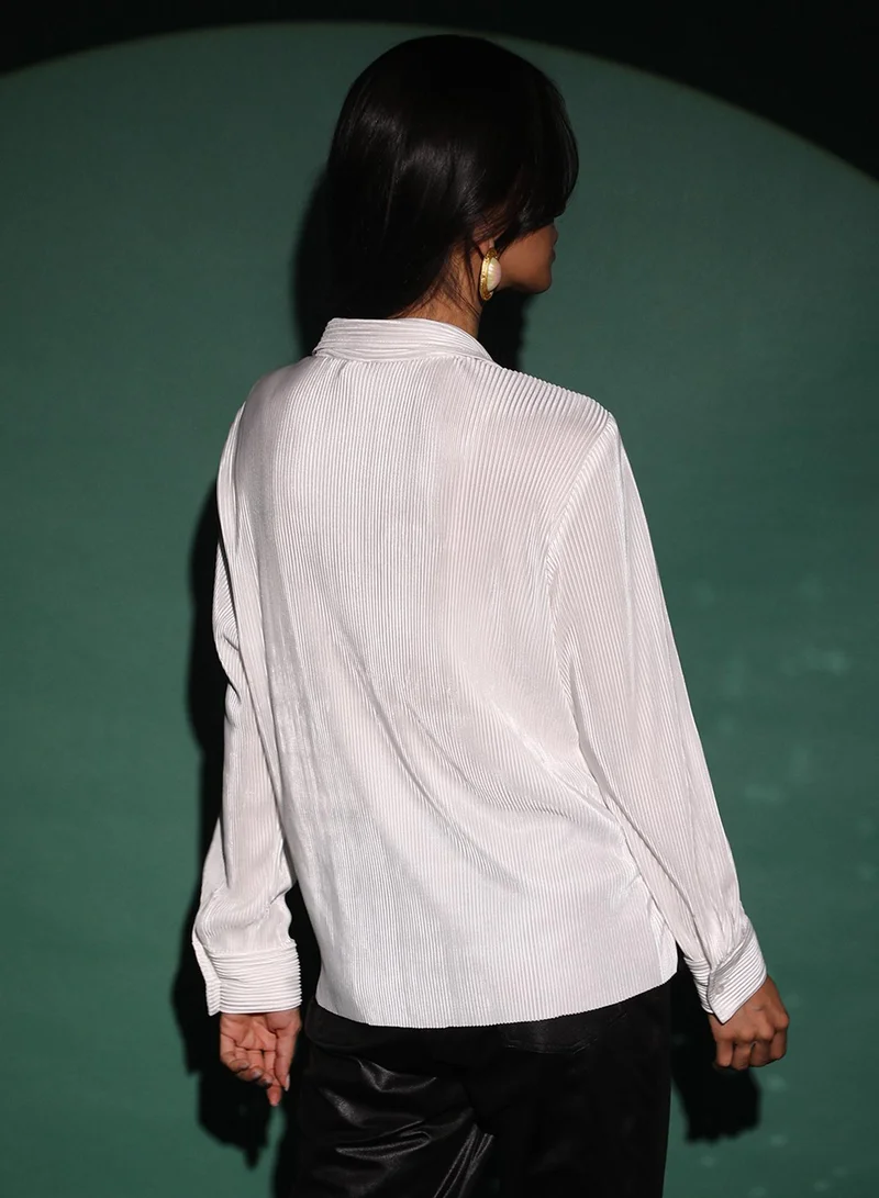 PINACOLADA  Women's Chalk White Pleated Shirt for Women | Best Price UAE