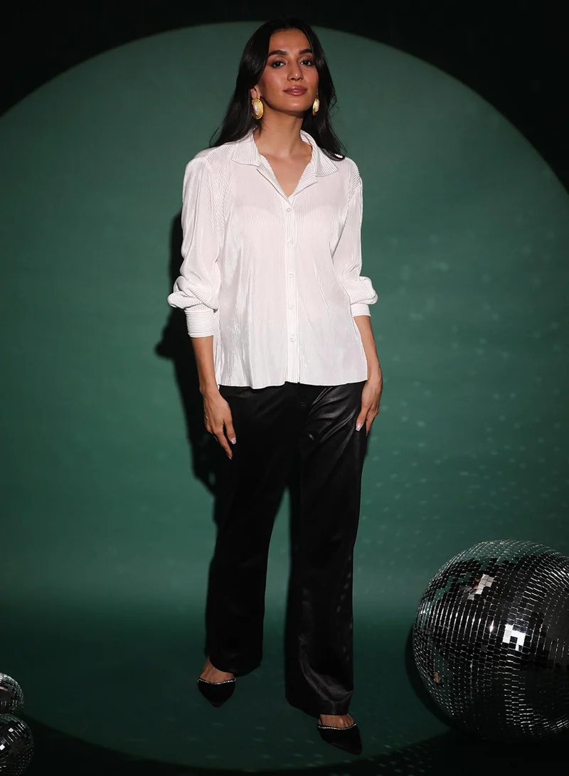 PINACOLADA  Women's Chalk White Pleated Shirt for Women | Best Price UAE