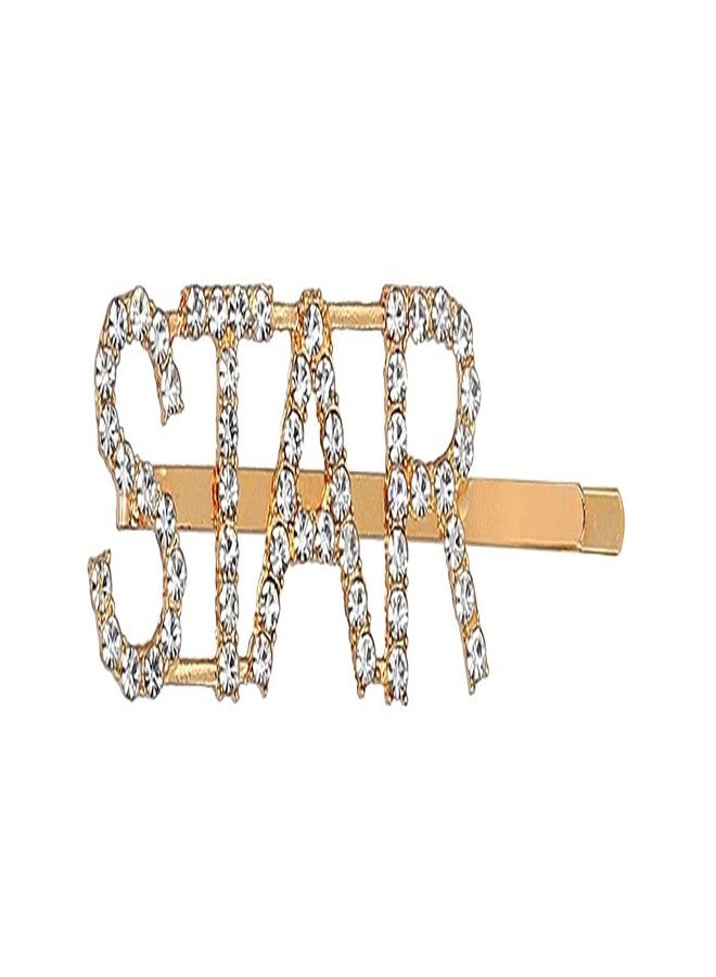 HOMEMATES Word Hair Clips for Women Crystal Letter Hair Pins for Girls Women Golden Crystal Trendy and Stylish Hair Pin Hair Clip Fancy Jewellery Hair pin Hair Accessories (STYLE 11) - Image 1