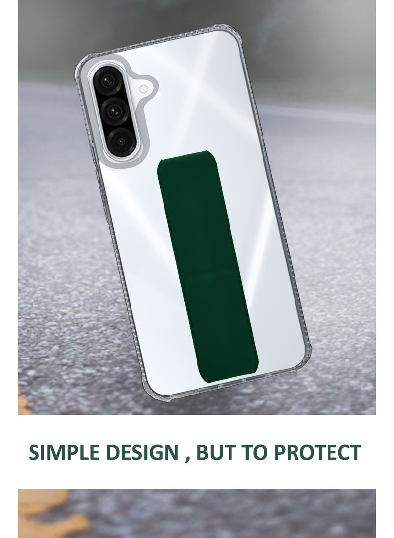 GMATE For Samsung Galaxy A56 5G - Transparent Shock Proof Silicone- Magnetic Case With Hand Grip Holder & Kickstand -Clear/Green - Image 3