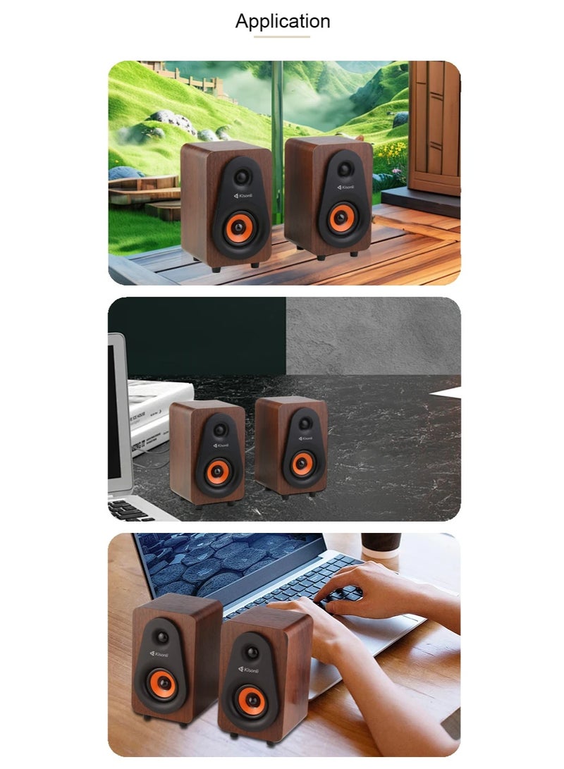 Kisonli T-009 Wooden USB 2.0 Stereo Speaker – New Elegant Design with Balanced Audio & AUX Input - Image 3