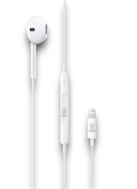 One original Earphone With a Lightning Connector Compatible With iPhones From iPhone 7 to iPhone 14 Pro Max With a Microphone and Volume Control Buttons - White