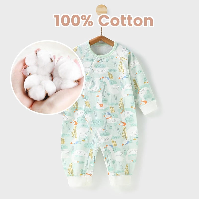 ZONEY Newborn Baby Boy Girl Organic Cotton Bodysuit Long Sleeve Jumpsuit 2-Pack - Image 2