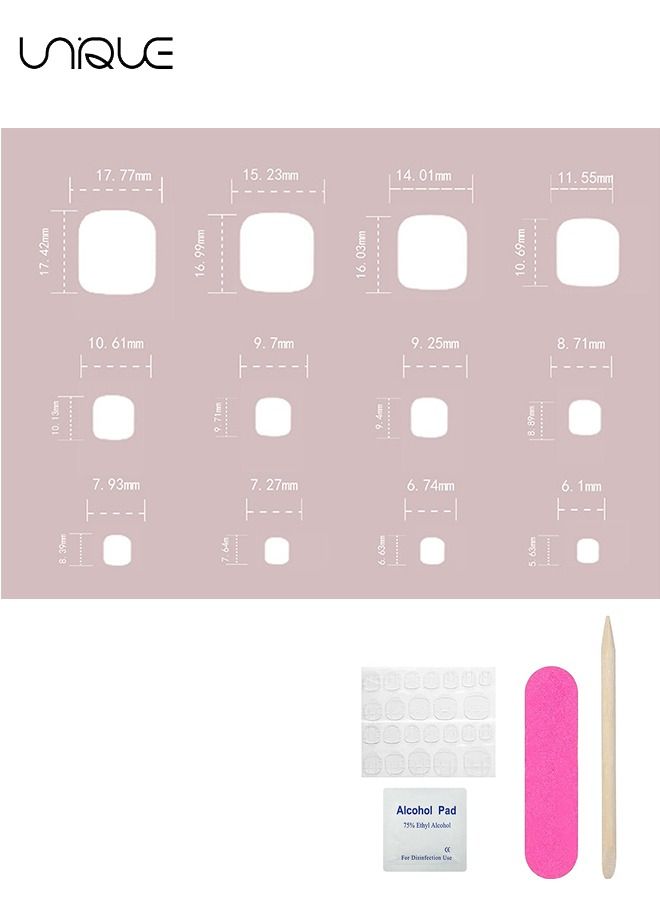 Unique 24 Pcs Toenails Square Short Full Cover Fake Toenails - Coffee-colored shiny fake nails - Fake Nails With Glue Sticker and Nail File Fake Gel Toe Nail Tips Set for Female Yeen Girls - Image 5