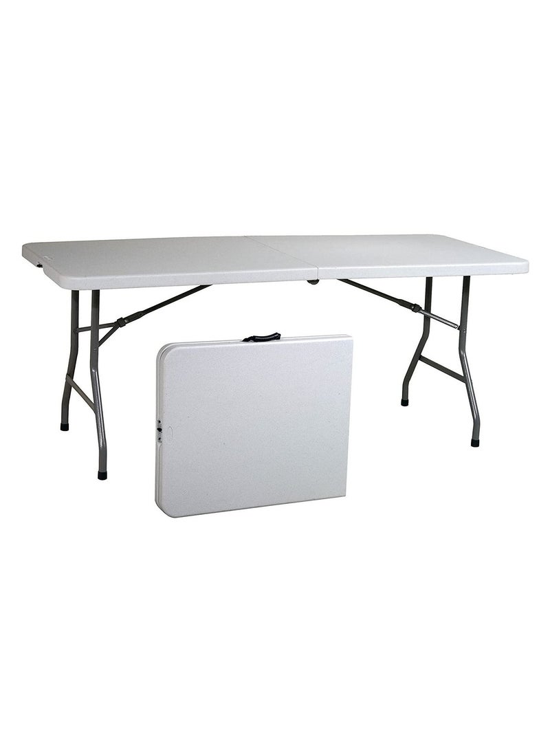 DubaiGallery 6 Foot Folding Table, 6ft x 30 inch Plastic Foldable Table Portable with Handle, Fold-in-Half Heavy Duty Utility Table, Bi-Folding Table Picnic Party Dining Camping Indoor Outdoor, White(6ft) - Image 1