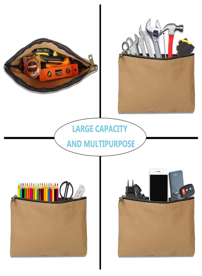 Hense 4 Pack - Heavy Duty 16 oz. Canvas Tool Bags with Metal Zippers, Organize Smarter & Easily Sorts with Durable Storage, Best for Handymen Repairmen Woodworkers(HGJ02-US) (Assorted, Pack of 4) - Image 5