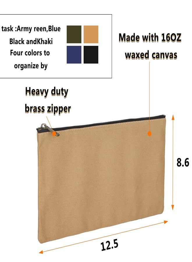 Hense 4 Pack - Heavy Duty 16 oz. Canvas Tool Bags with Metal Zippers, Organize Smarter & Easily Sorts with Durable Storage, Best for Handymen Repairmen Woodworkers(HGJ02-US) (Assorted, Pack of 4) - Image 2
