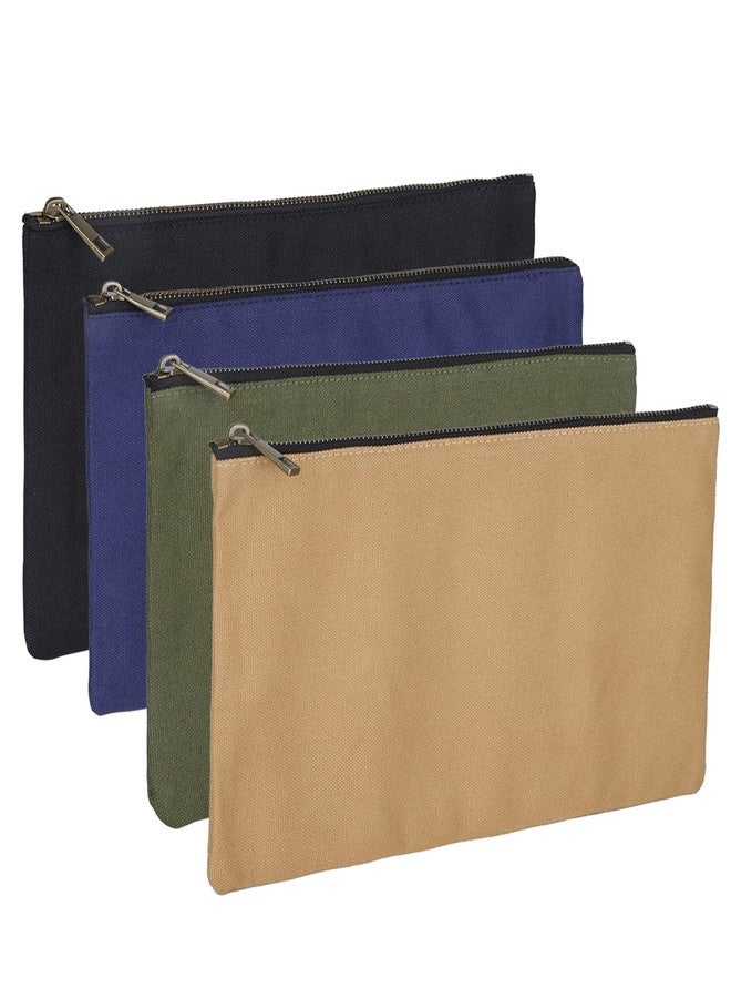 Hense 4 Pack - Heavy Duty 16 oz. Canvas Tool Bags with Metal Zippers, Organize Smarter & Easily Sorts with Durable Storage, Best for Handymen Repairmen Woodworkers(HGJ02-US) (Assorted, Pack of 4) - Image 1