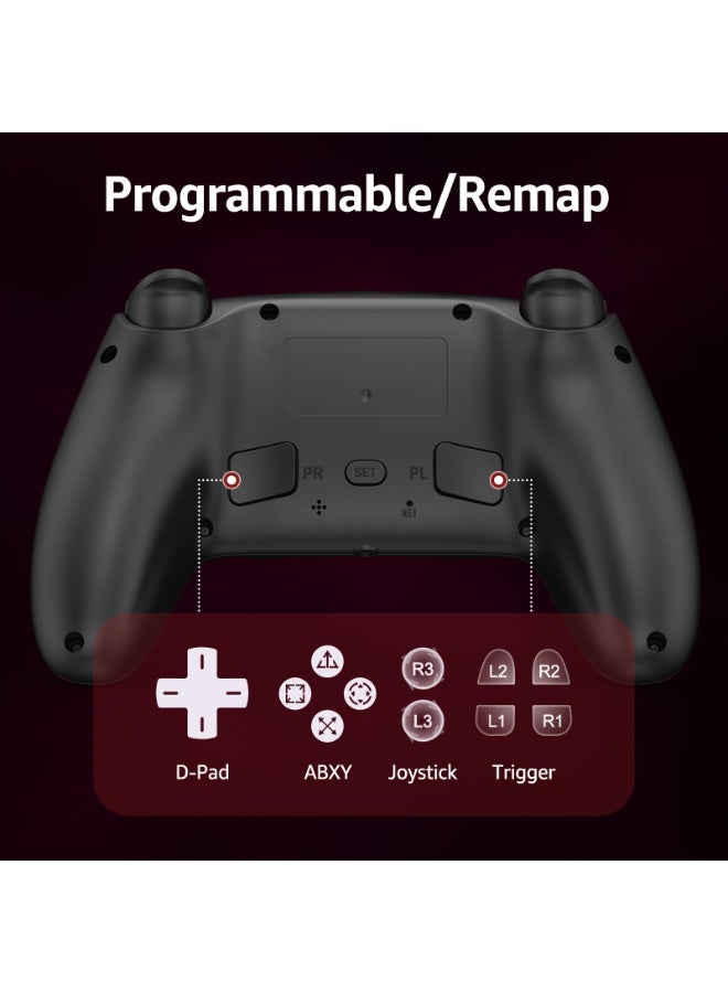 وحدة تحكم ألعاب لاسلكية لجهاز PS5 والكمبيوتر مع عصا تحكم ومحفزات بتأثير هول، وظائف قابلة للبرمجة، اهتزاز مزدوج، وإضاءة LED - أسود - Image 5