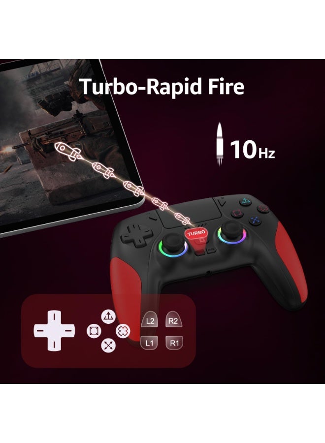 وحدة تحكم ألعاب لاسلكية لجهاز PS5 والكمبيوتر مع عصا تحكم ومحفزات بتأثير هول، وظائف قابلة للبرمجة، اهتزاز مزدوج، وإضاءة LED - أسود - Image 4
