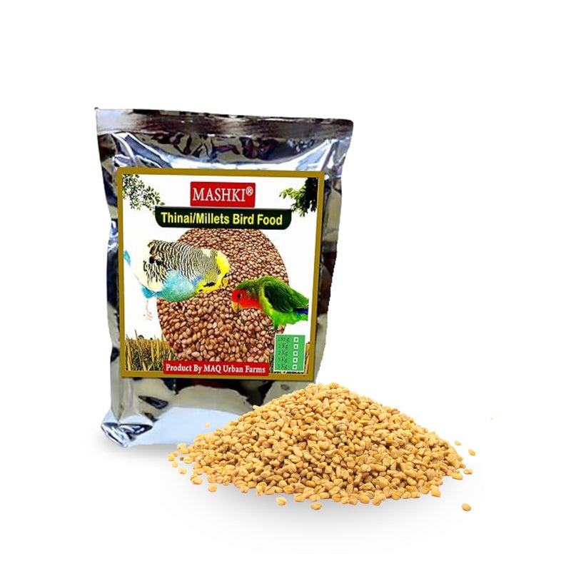 MASHKI Thinai Kangni Seed Double Cleaned Korra, Rala, Thina, Kang, Kaon Seeds Foxtail Millet koni dhaan, navane Nutrition Bird Food for All Birds (3),All Life Stages - Image 1