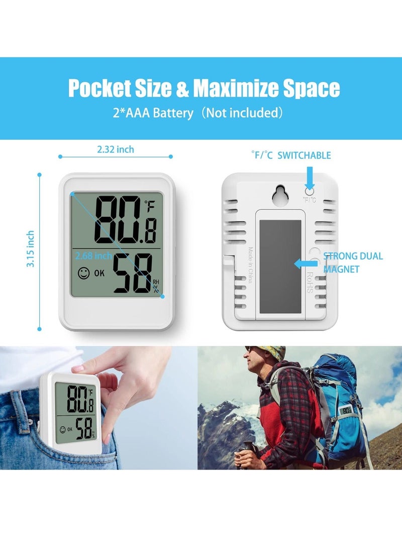 كابتن تيك Digital Hygrometer, Thermometer,  Room Thermometer, with Temperature and Humidity Monitor, Humidity Monitor, Wall Mount, Mini Size, Big Numbers (White) - Image 5
