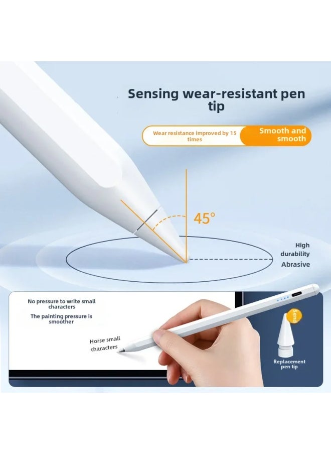 Generic Active For Apple Pencil Capacitive Pen Magnetic Attraction Charging Touch Screen Handwriting Pen Compatible With IPad Non-Slip Series-Color:7 Generation B Key [1 Original Nib]]  - Image 5