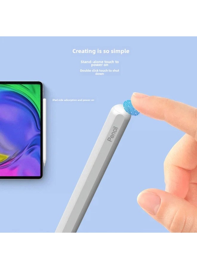 Generic Active For Apple Pencil Capacitive Pen Magnetic Attraction Charging Touch Screen Handwriting Pen Compatible With IPad Non-Slip Series-Color:7 Generation B Key [1 Original Nib]]  - Image 4