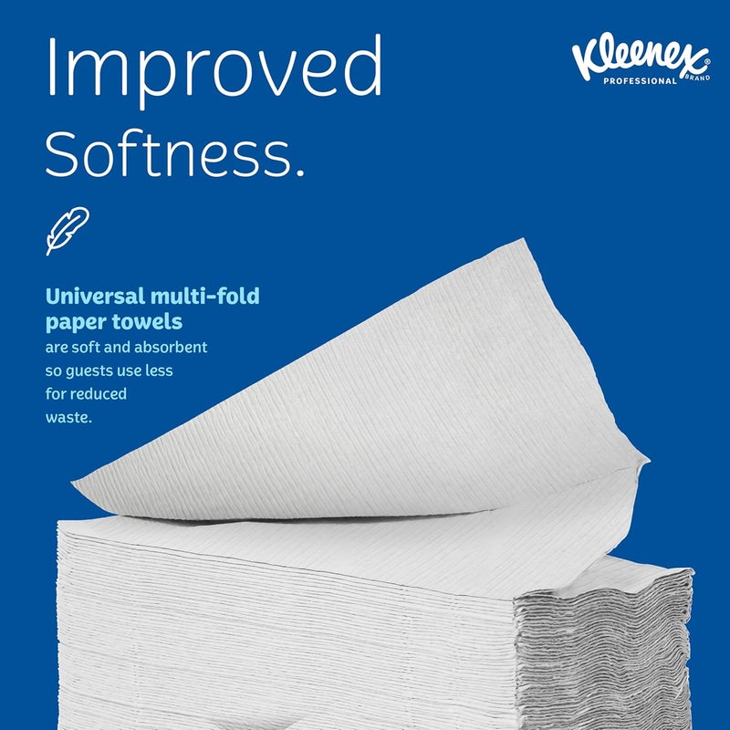 Kleenex مناديل كلينكس الاحترافية متعددة الطيات، 1-طبقة، 150 ورقة لكل عبوة، علبة من 16 عبوة - Image 4