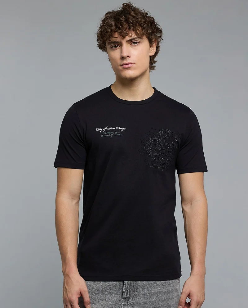 R&b Embellished T-Shirt with Crew Neck and Short Sleeves
