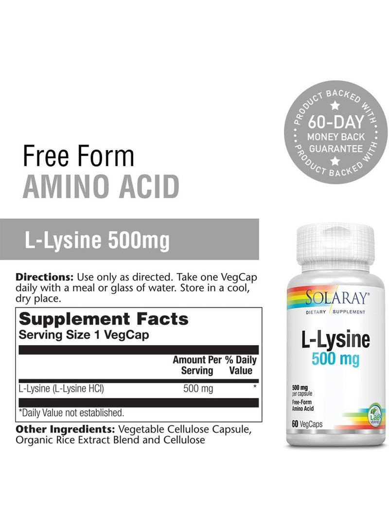 SOLARAY L Lysine Powerful Wellness Support with L-Lysine Amino Acid 60 caps - Image 3