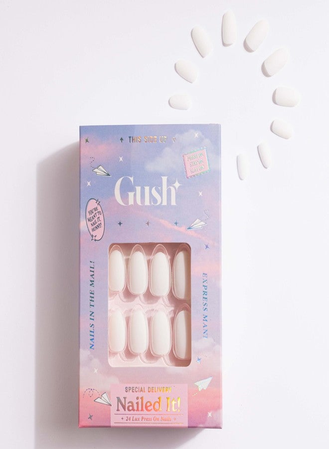 Gush Beauty Press On Nails | Reusable Extensions | Artificial Nails Set | Long Lasting Design | Glue Tabs and nail glue included | Pack of 24 Nails` | For women (Milky White - Medium Almond) - Image 4