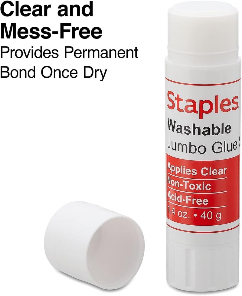 Staples 886374 Washable Glue Sticks Jumbo Clear 14 oz 6Pack 19959 - Image 4
