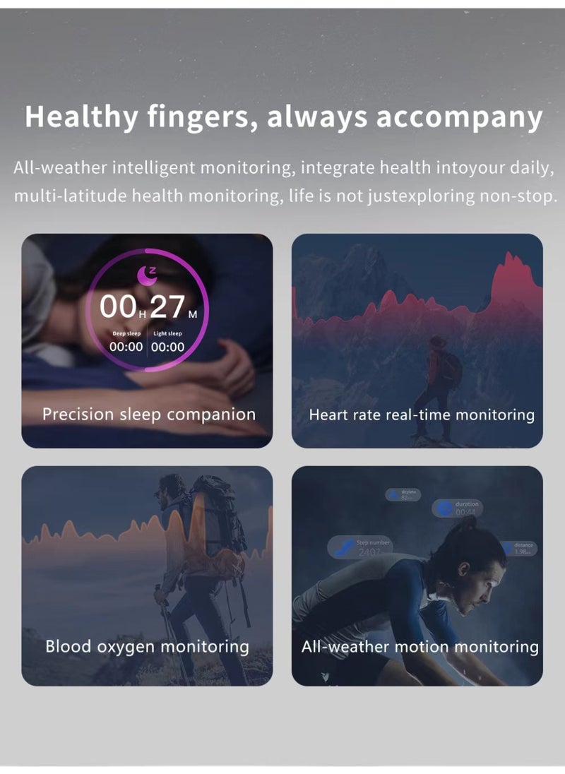 General - Smart Health Ring for Heart Rate BlodOxygen Sleep Monitoring all Weather Motion Calculation 24-hour Health Monitoring Protect Your Health Bright Silver No.19 - Image 1