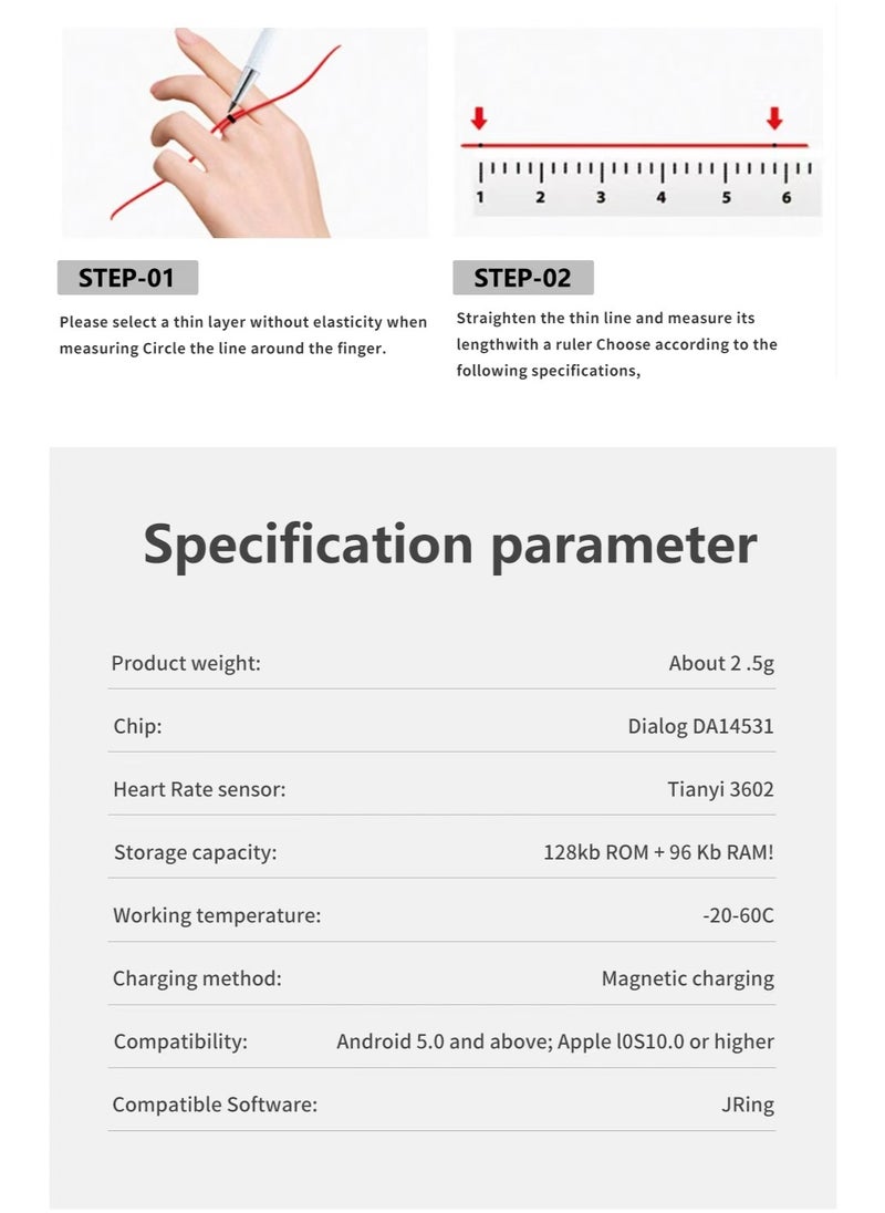 General - Smart Health Ring for Heart Rate BlodOxygen Sleep Monitoring all Weather Motion Calculation 24-hour Health Monitoring Protect Your Health Bright Silver No.19 - Image 1