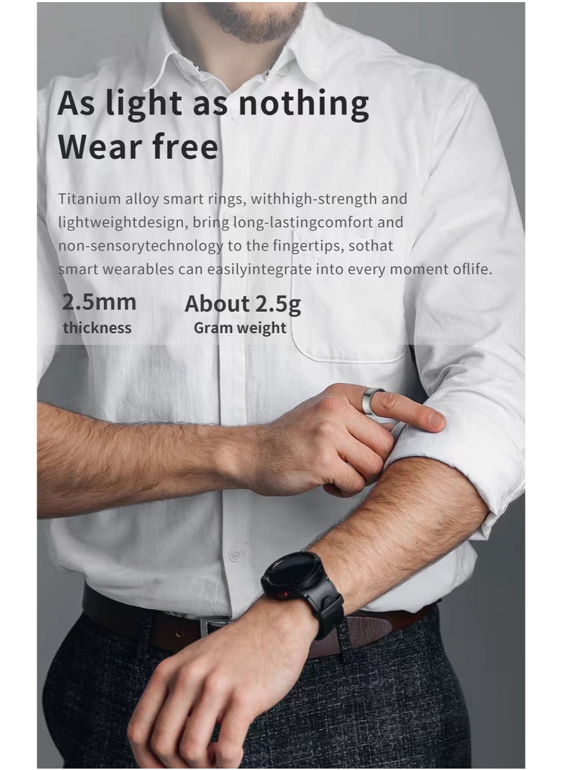 General - Smart Health Ring for Heart Rate BlodOxygen Sleep Monitoring all Weather Motion Calculation 24-hour Health Monitoring Protect Your Health Bright Silver No.19 - Image 1