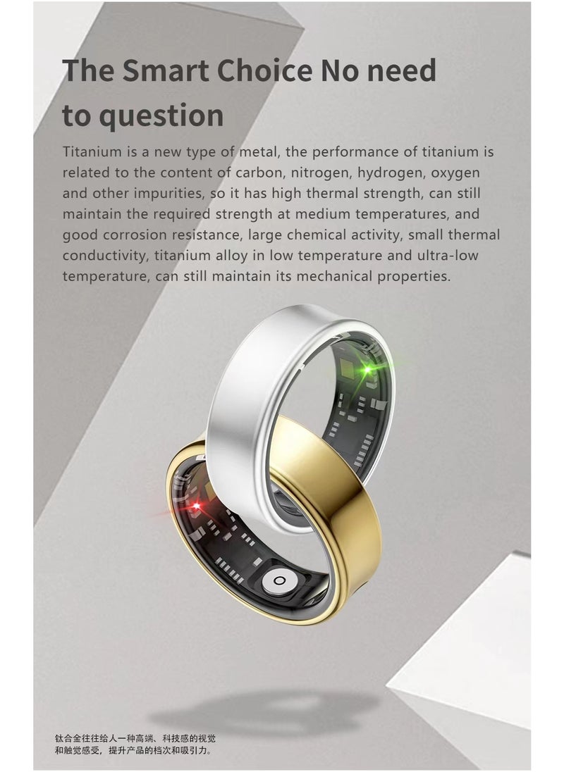 General - Smart Health Ring for Heart Rate BlodOxygen Sleep Monitoring all Weather Motion Calculation 24-hour Health Monitoring Protect Your Health Bright Silver No.19 - Image 1