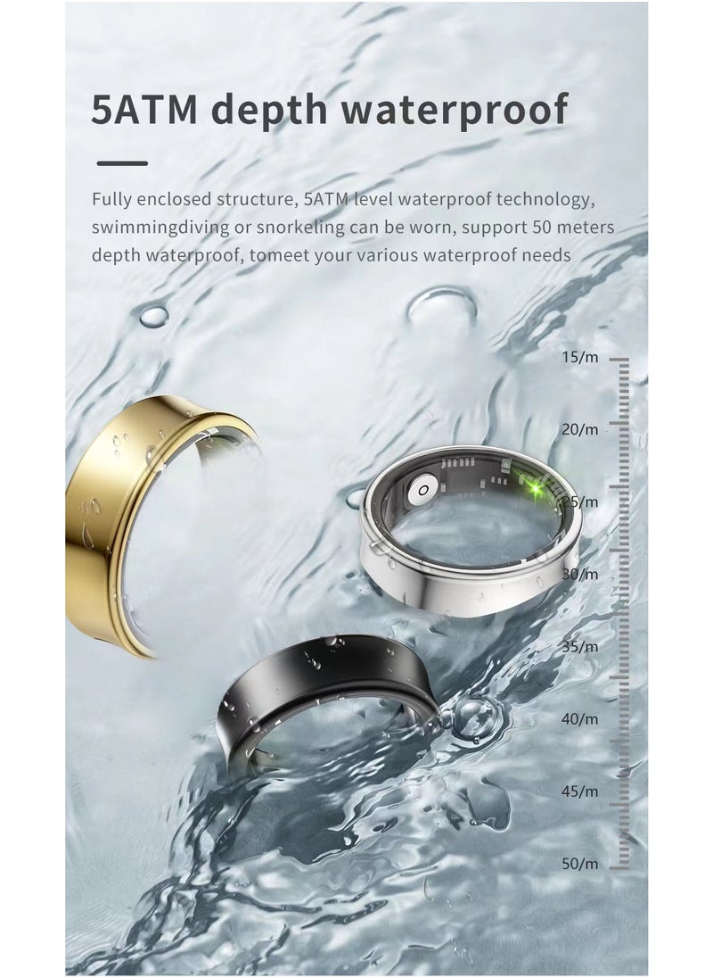 General - Smart Health Ring for Heart Rate BlodOxygen Sleep Monitoring all Weather Motion Calculation 24-hour Health Monitoring Protect Your Health Bright Silver No.19 - Image 1