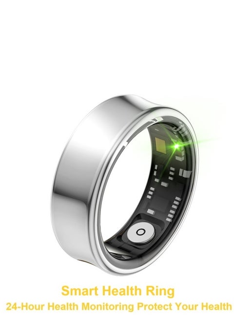 Smart Health Ring for Heart Rate BlodOxygen Sleep Monitoring all Weather Motion Calculation 24-hour Health Monitoring Protect Your Health Bright Silver No.19