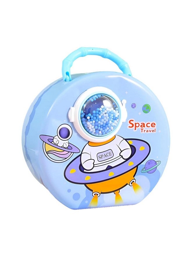 Ngel Cartoon Design Plastic Piggy Bank || Creative Cute Money Bank || Coin Saving Bank for Boys & Girls (Pack of 1) (Space Piggy Bank - Sky Blue) - Image 1