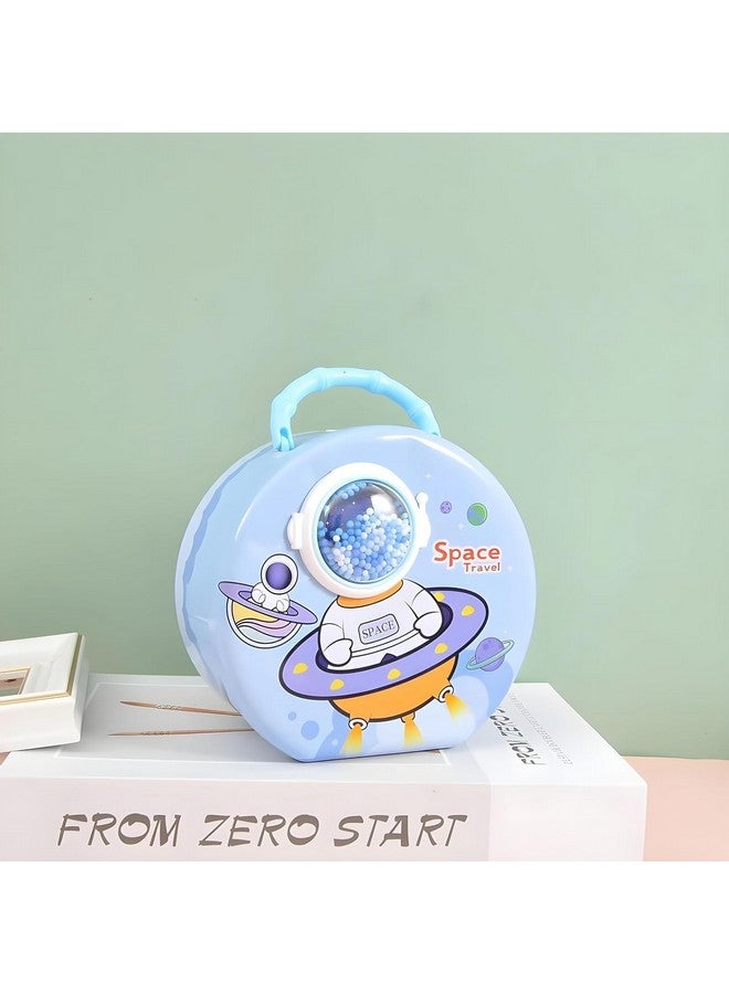 Ngel Cartoon Design Plastic Piggy Bank || Creative Cute Money Bank || Coin Saving Bank for Boys & Girls (Pack of 1) (Space Piggy Bank - Sky Blue) - Image 4