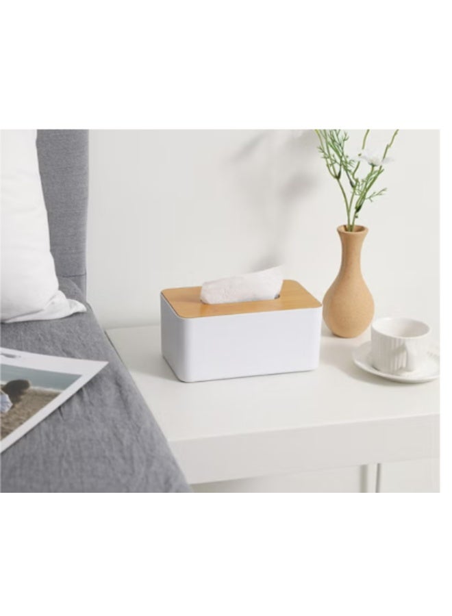2PCS Rectangular Tissue Box Holder, Removable Wooden Tissue Paper Napkin Box Cover, Multi-Functional Container Storage Dispenser Organizer for Home Office Car Decor Restaurant Bathroom Countertop - Image 2