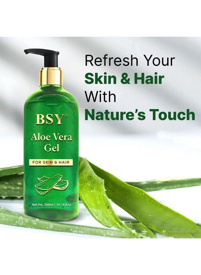 BSY Aloe Vera Gel - 300Ml | Non-Sticky Aloe Vera Gel For Face, Skin And Hair | Pure Aloe Vera Gel For Moisturizing, Cooling, Hydrating, And Lightweight For All Skin Types - Image 2