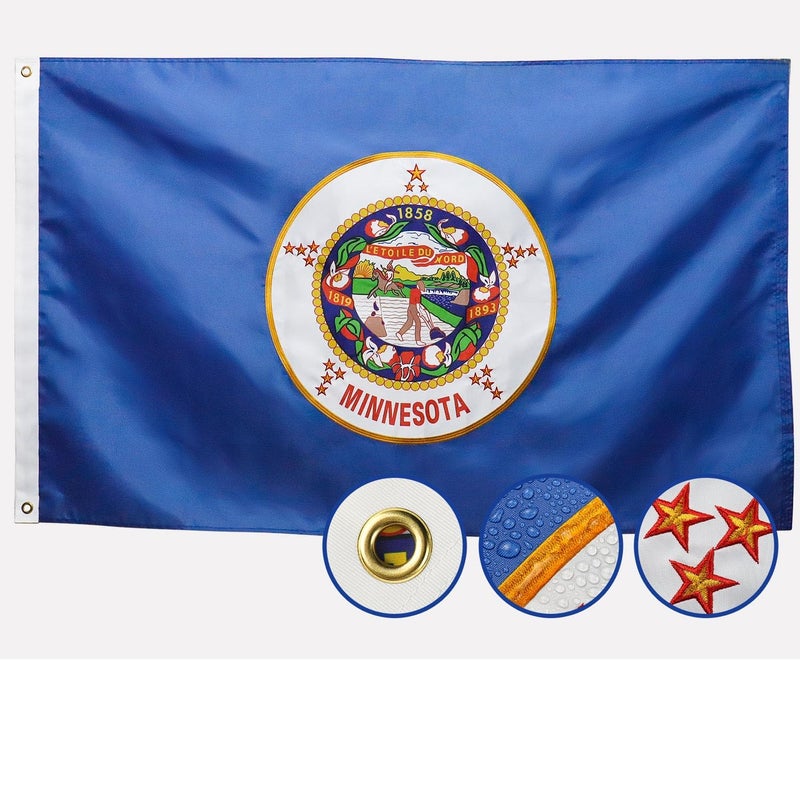 AGUIFLGS Double Sided Minnesota State Flag 3x5 Outdoor The Longest Lasting MN Flags Heavy Duty 210D Nylon, Sewn Stripes, Embroidered Star, Stronger Brass Grommets,4 Stitched Hemming, Perfect for Outside - Image 1