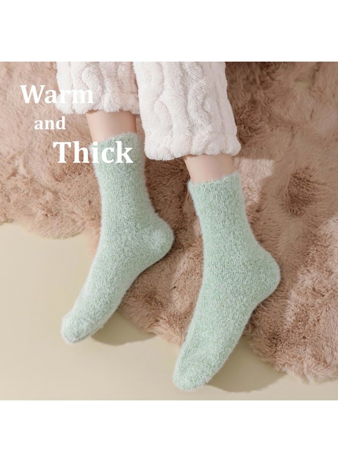 Marchare Women Wool Warm Thick Fluffy Socks Winter Fuzzy Cozy Socks For Women 6-9, Solid Color A_5 Pack, 6-9 - Image 2