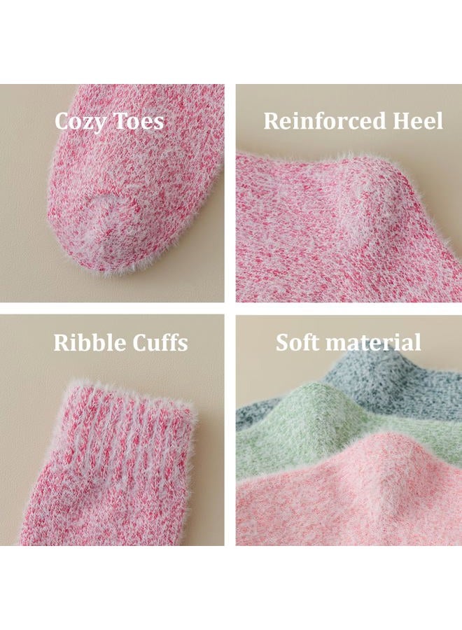 Marchare Women Wool Warm Thick Fluffy Socks Winter Fuzzy Cozy Socks For Women 6-9, Solid Color A_5 Pack, 6-9 - Image 5
