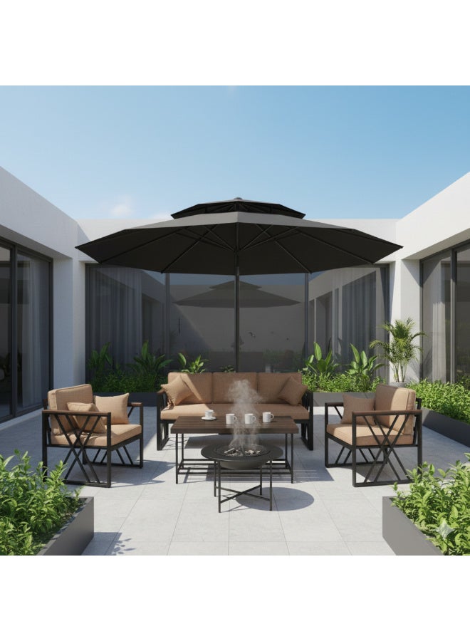 Outdoor seating set, consisting of 5 pieces, suitable for 7 people with a table