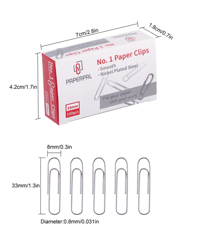 PAPERPAL Paperclips for Office School & Personal Use, #1 Smooth Paper Clip (1-2/7"), 600 Medium Paper Clips (6 Boxes of 100 Each), Silver - Image 2