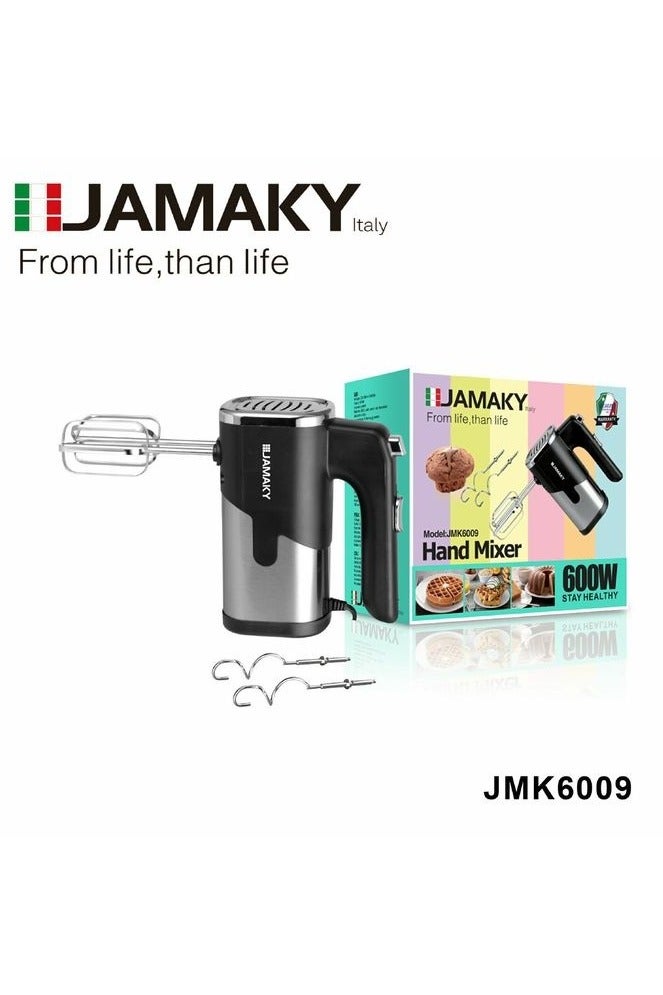 JAMAKY Italy JMK6009 Hand mixer With Italian Technology Stainless Steel 5 Speeds 600 Watt - Image 2