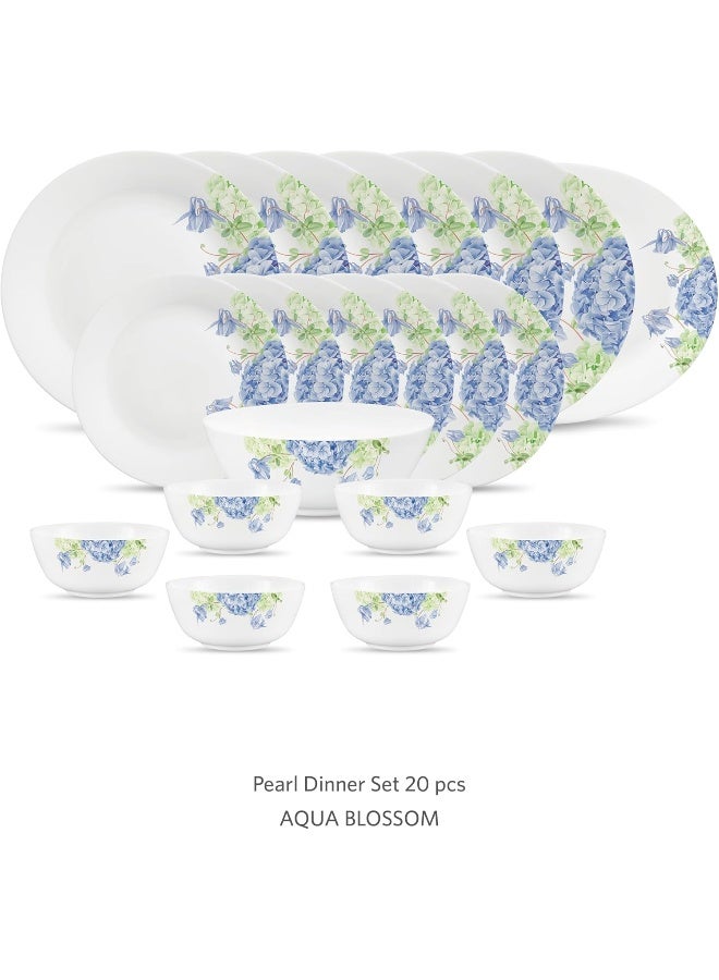 La Opala Diva Pearl Dinner Set 20 Pcs Aqua Blossom - Image 2