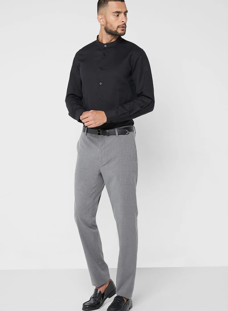 Robert Wood Mandarin  Regular Full Sleeve With Roll Up