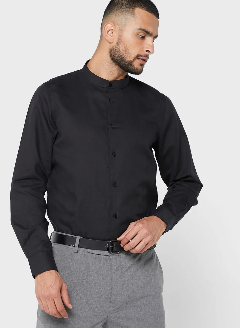 Robert Wood Mandarin  Regular Full Sleeve With Roll Up
