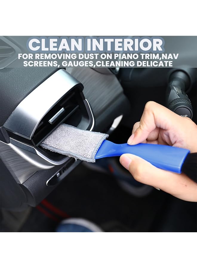 SAGREENY 2 Pcs Double Head Brush For Car Cleaning,Interior Car Cleaner 2 In 1 Car Duster Car Cleaning Brush,Portable Auto Detailing Tools Car Dust Brush For Cleaning Screen Air Vent Dashboard-Black(Blue+Black) - Image 4