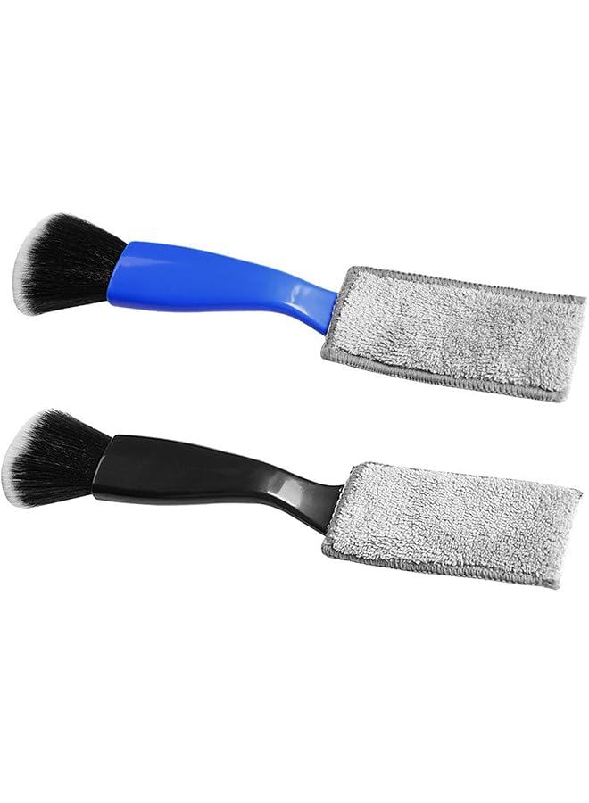 SAGREENY 2 Pcs Double Head Brush For Car Cleaning,Interior Car Cleaner 2 In 1 Car Duster Car Cleaning Brush,Portable Auto Detailing Tools Car Dust Brush For Cleaning Screen Air Vent Dashboard-Black(Blue+Black) - Image 1