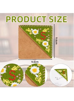 XiuWoo Hand Embroidered Corner Bookmark, Personalized Stitched Felt Letter Unique Triangle Lovely Flower Embroidery Bookmarks Suitable for Teacher Student  - Image 5