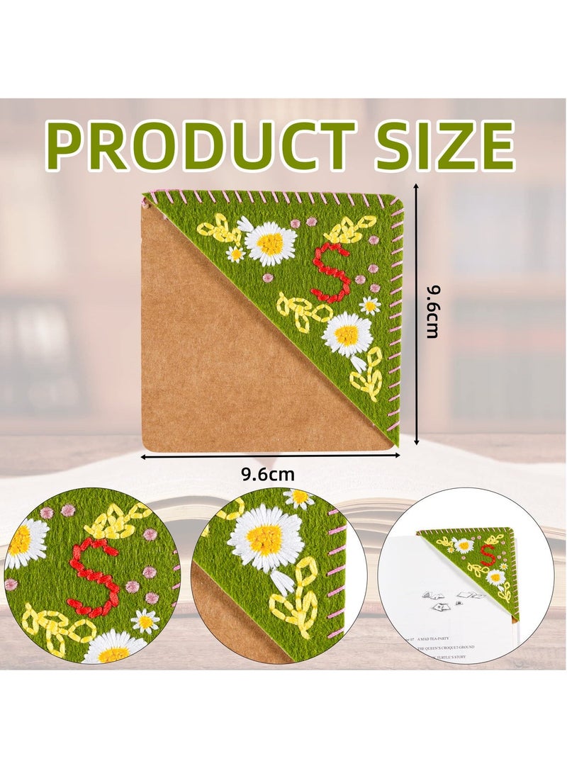 XiuWoo Hand Embroidered Corner Bookmark, Personalized Stitched Felt Letter Unique Triangle Lovely Flower Embroidery Bookmarks Suitable for Teacher Student - Image 5