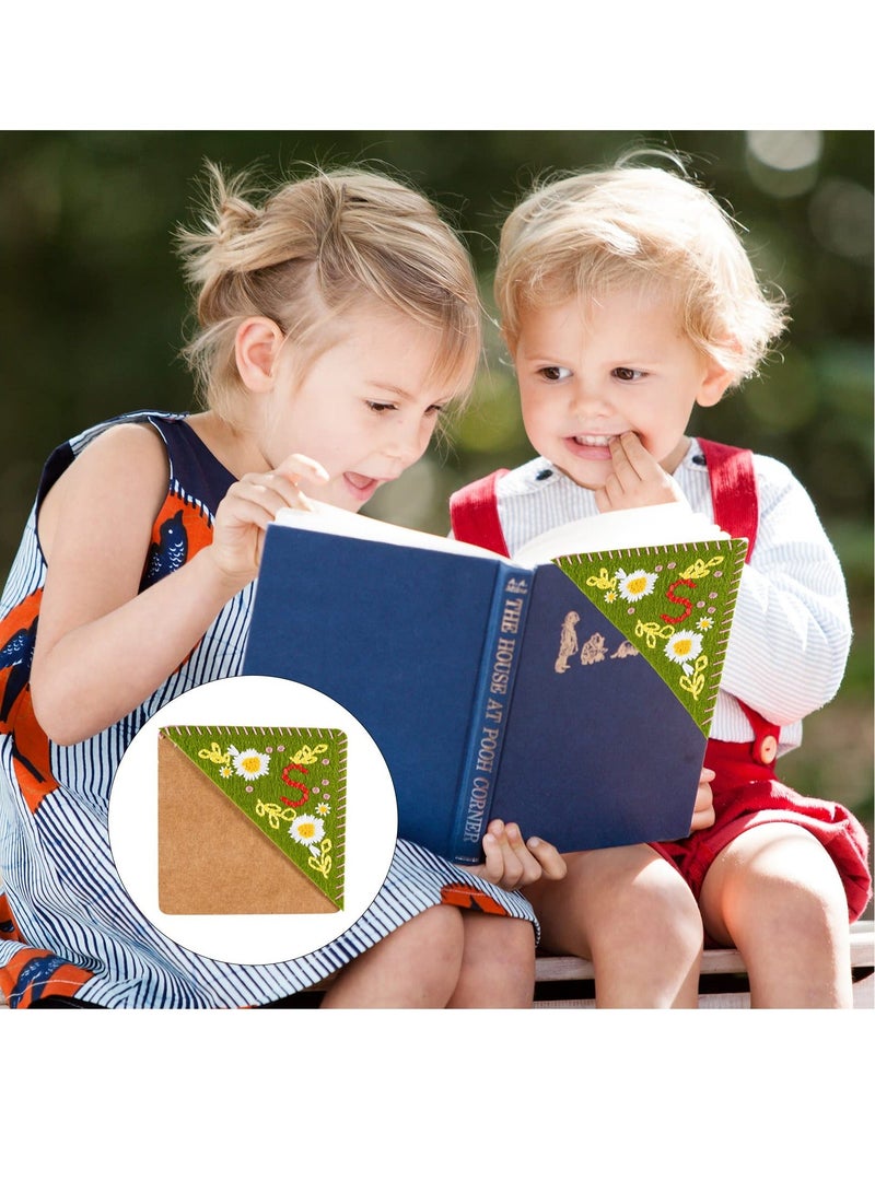 XiuWoo Hand Embroidered Corner Bookmark, Personalized Stitched Felt Letter Unique Triangle Lovely Flower Embroidery Bookmarks Suitable for Teacher Student - Image 4