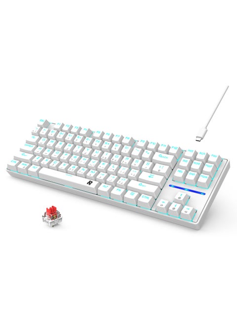 75% Gaming Keyboard Arabic English 87 Keys Mechanical Keyboard with RGB Backlit 19 Modes Wired Mini Keyboard PBT Keycaps for PC Gaming and Working (Red Switch)